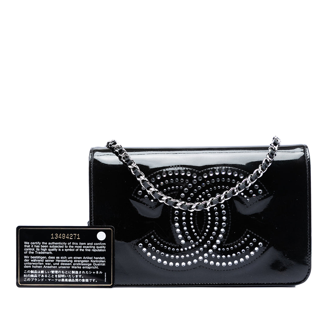 Chanel CC Cuir verni Strass Embellished Wallet on Chain