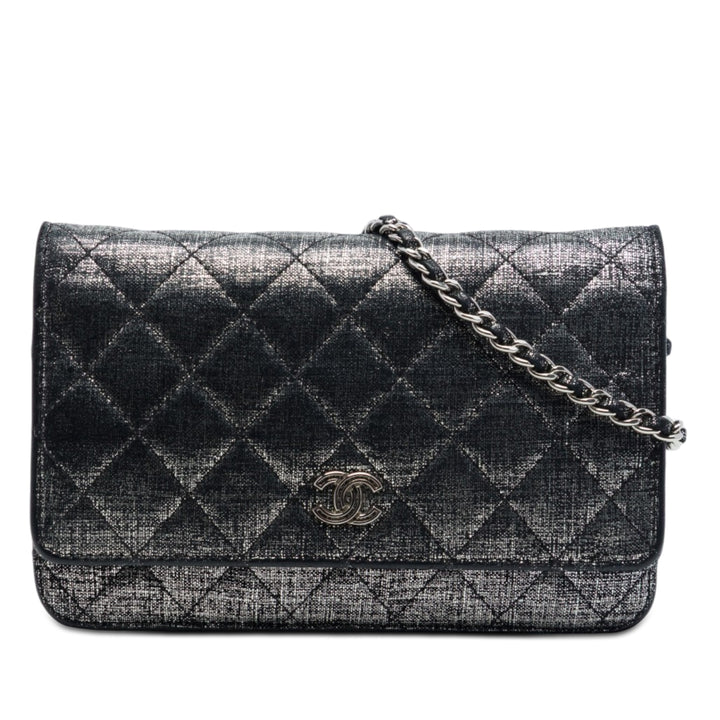 Chanel CC Matelassé Metallic Fabric Wallet on Chain
