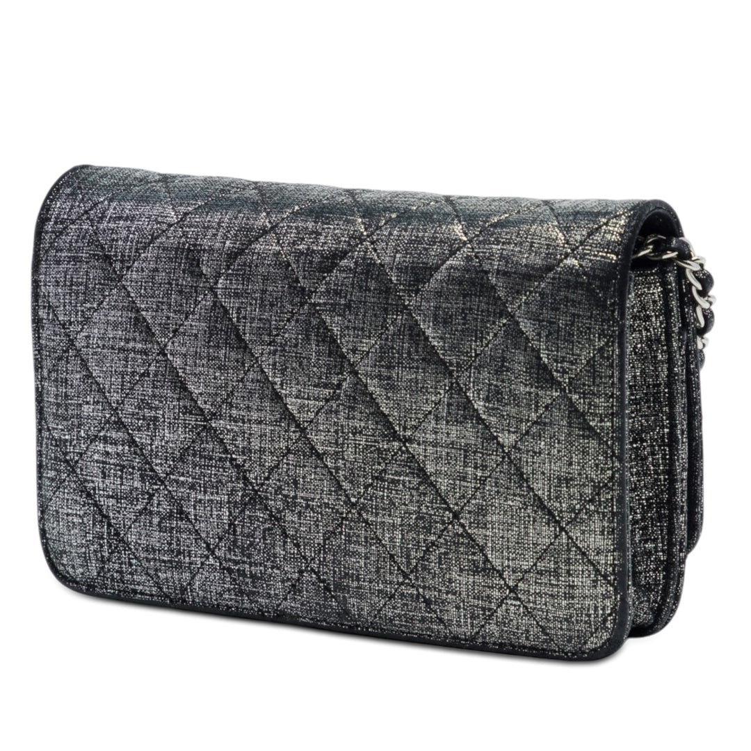 Chanel CC Matelassé Metallic Fabric Wallet on Chain