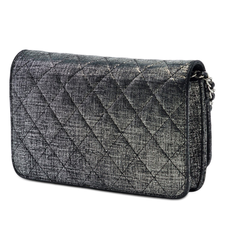 Chanel CC Matelassé Metallic Fabric Wallet on Chain