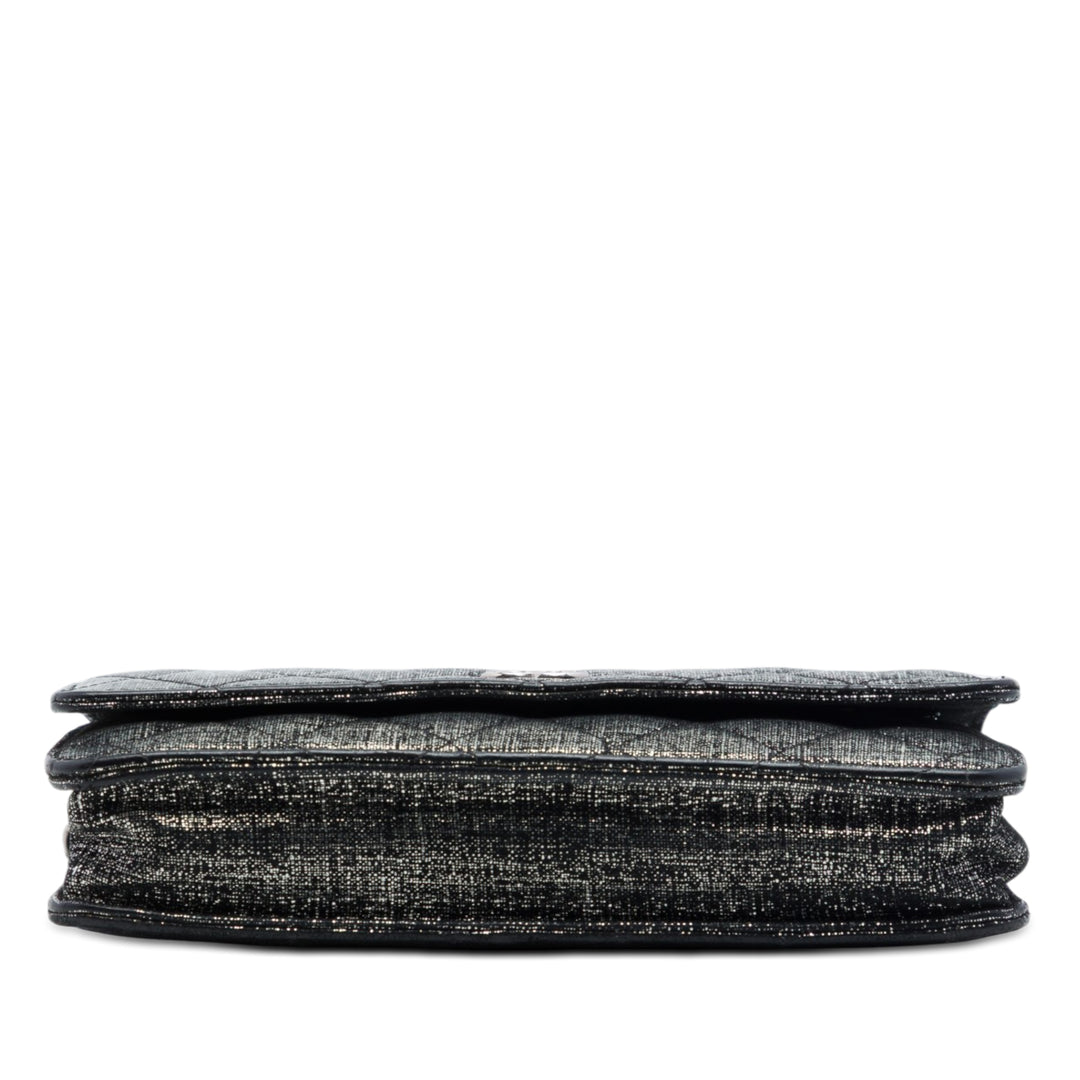 Chanel CC Matelassé Metallic Fabric Wallet on Chain