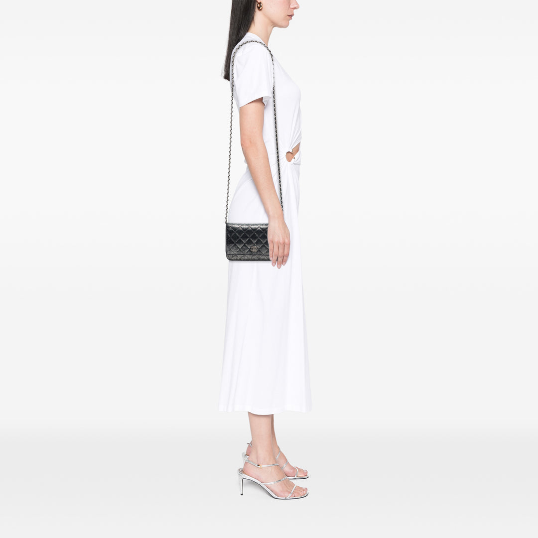 Chanel CC Matelassé Metallic Fabric Wallet on Chain
