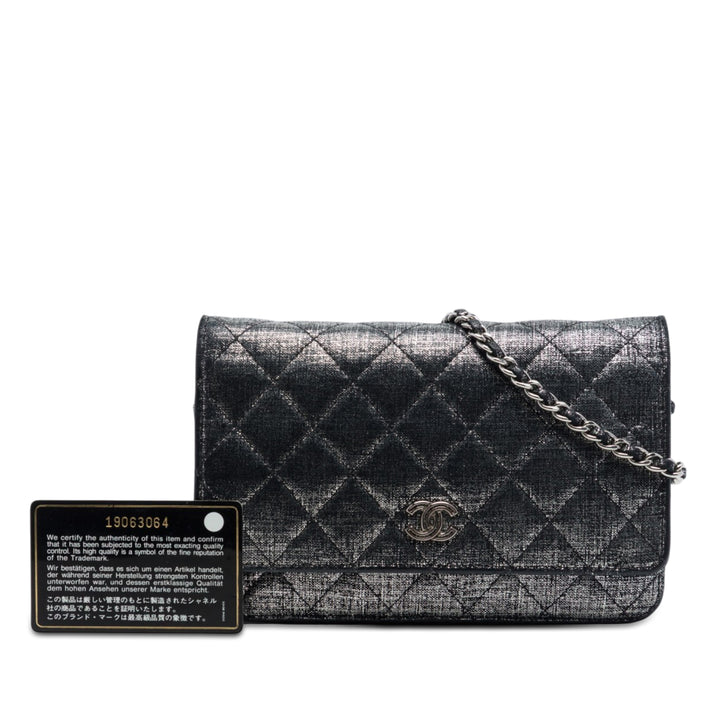 Chanel CC Matelassé Metallic Fabric Wallet on Chain