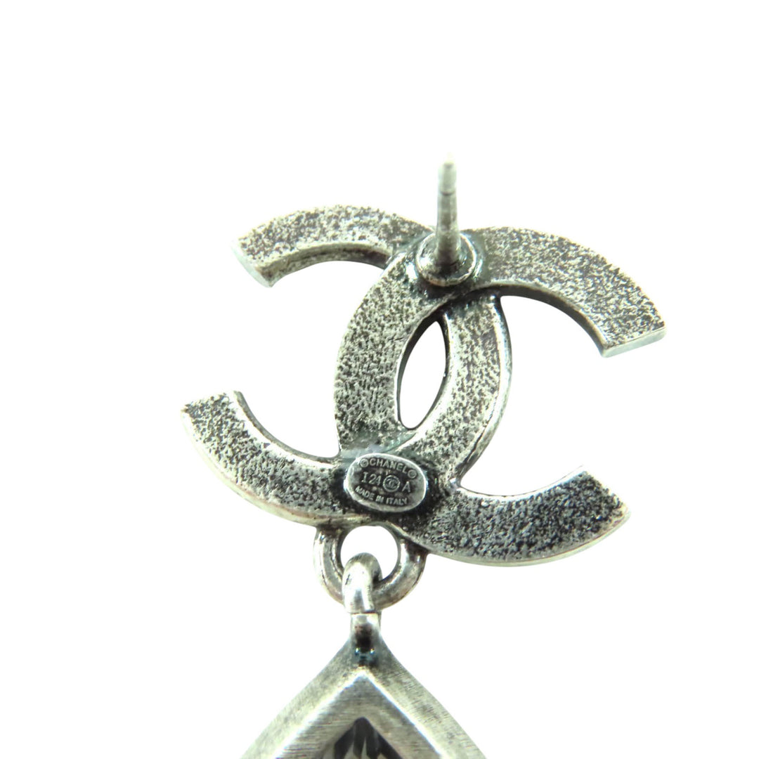 CC Brass Strass Teardrop pendantes fermoir poussette Boucles d'oreilles Argenté