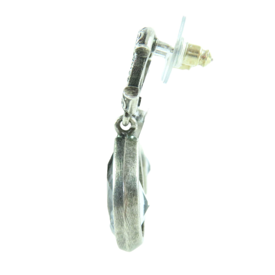 CC Brass Strass Teardrop pendantes fermoir poussette Boucles d'oreilles Argenté