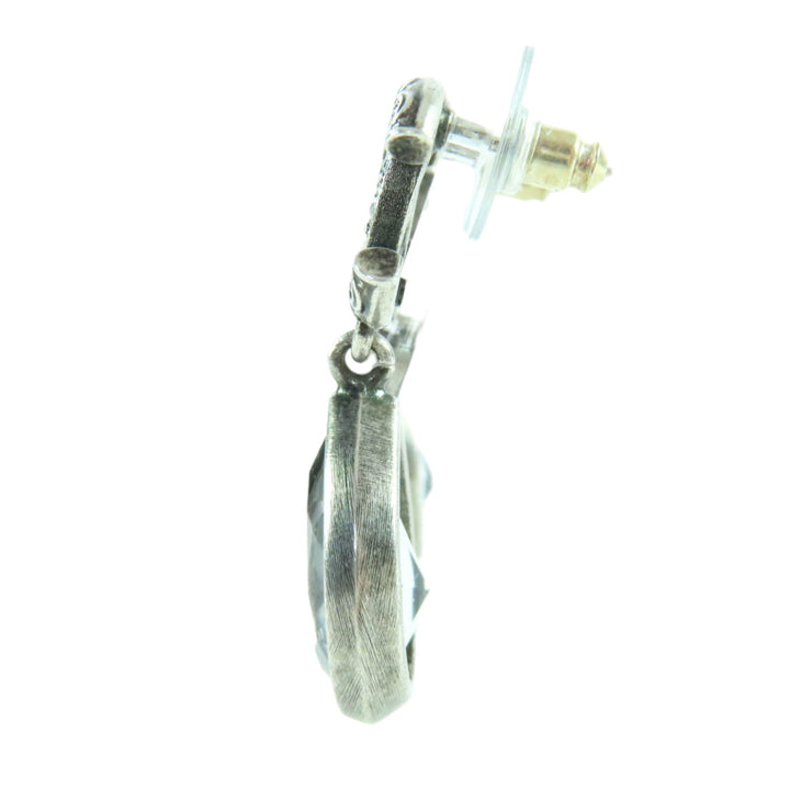 CC Brass Strass Teardrop pendantes fermoir poussette Boucles d'oreilles Argenté