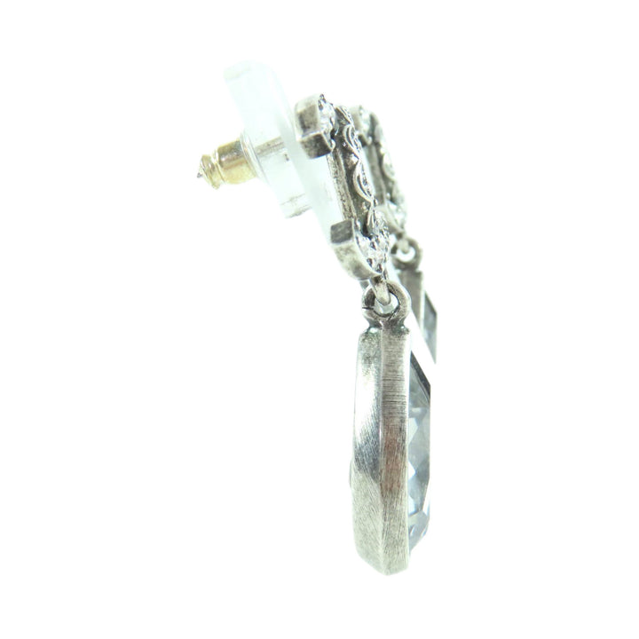CC Brass Strass Teardrop pendantes fermoir poussette Boucles d'oreilles Argenté