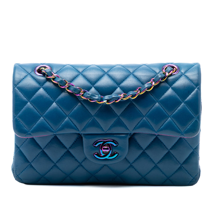 Chanel Small Classic Cuir d’agneau Rainbow Hardware Double rabat