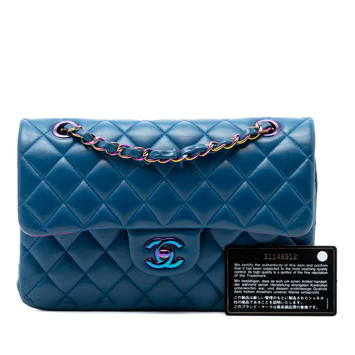 Chanel Small Classic Cuir d’agneau Rainbow Hardware Double rabat