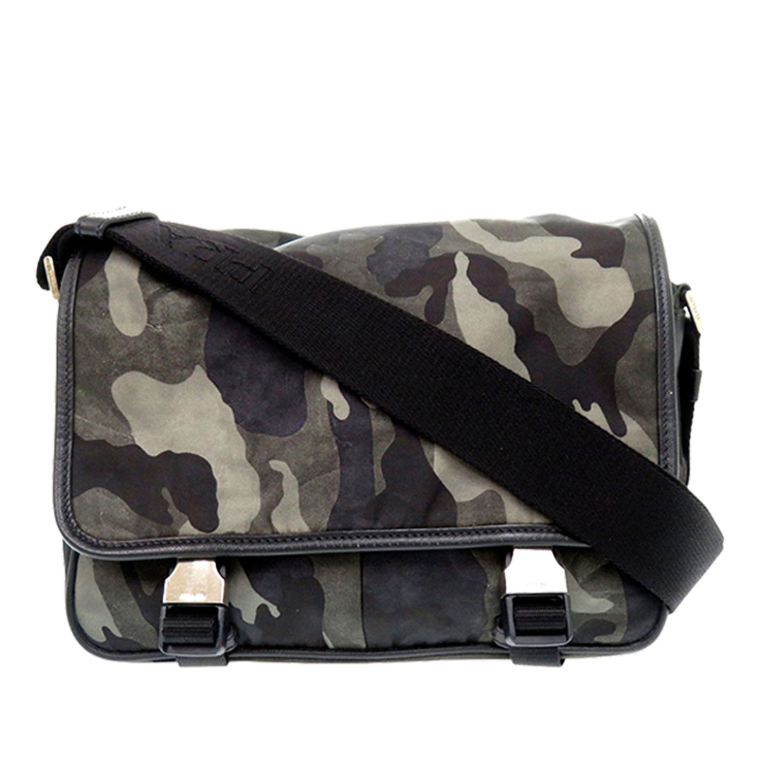 Prada Saffiano à finitions Tessuto Camouflage Double Buckle Messenger Sac
