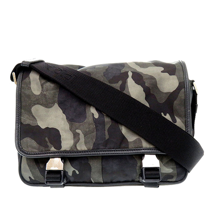 Prada Saffiano à finitions Tessuto Camouflage Double Buckle Messenger Sac