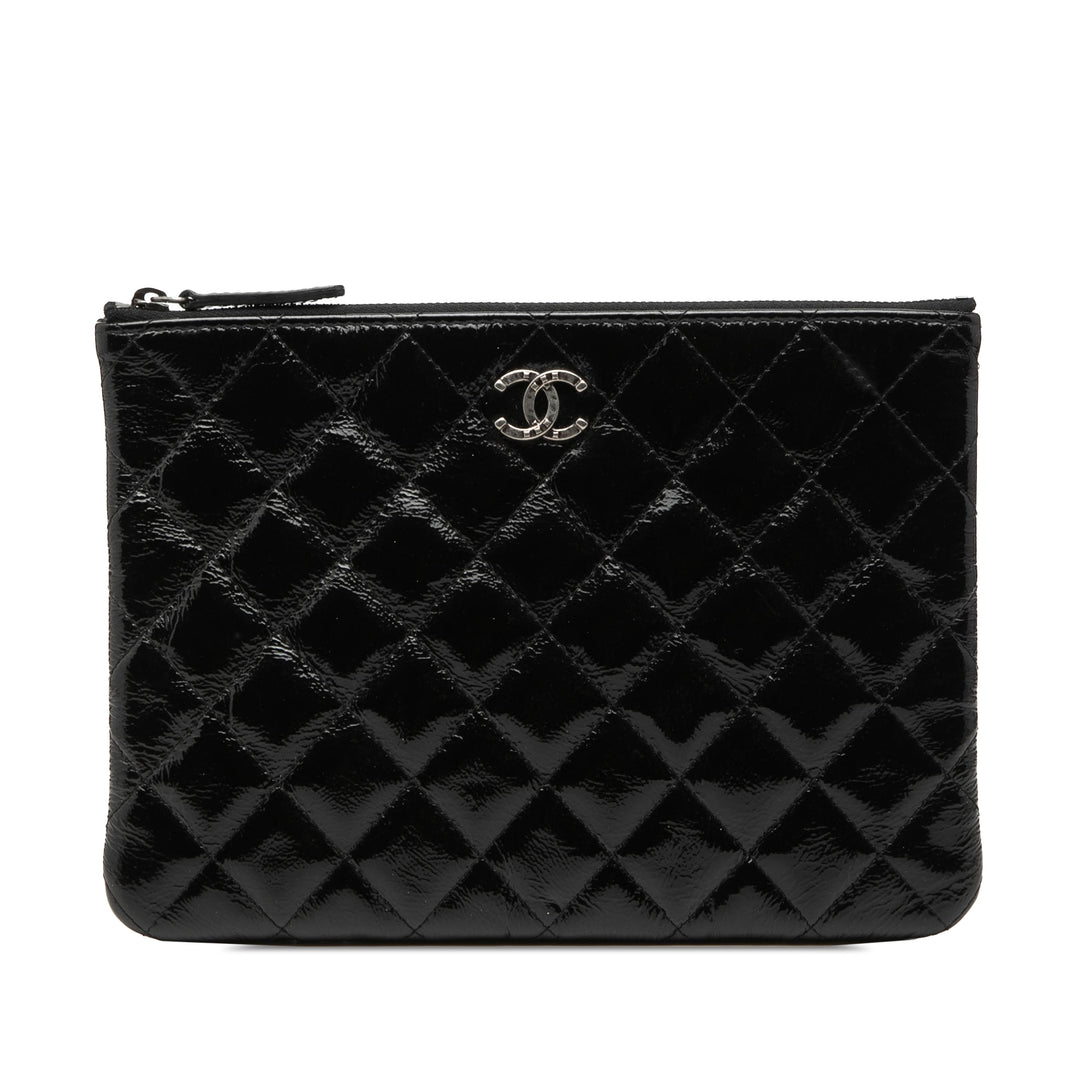 Chanel Matelassé froissé O Étui Pochette Petit Cuir