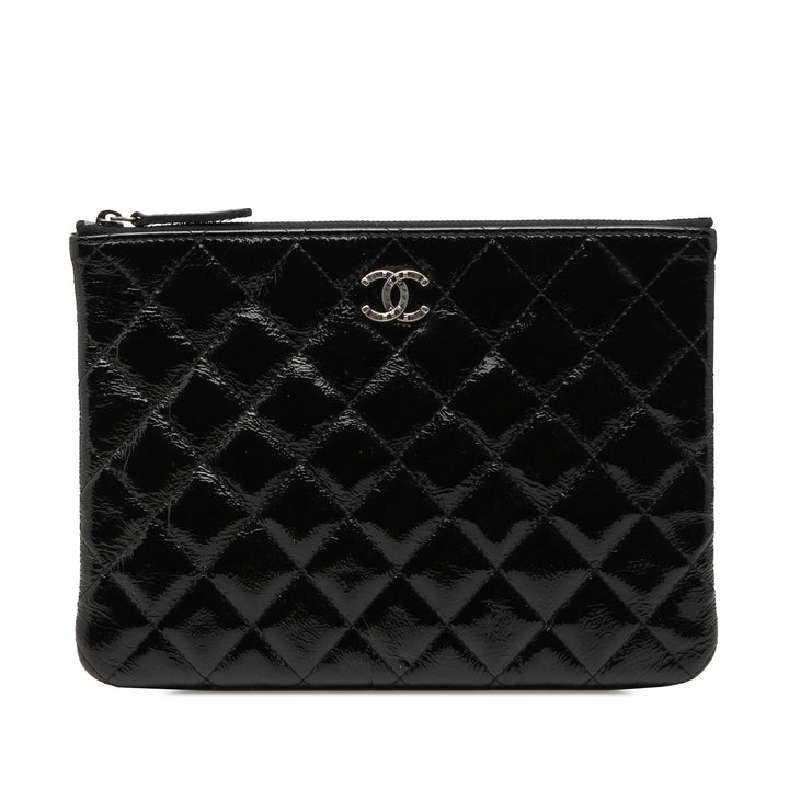 Chanel Matelassé froissé O Étui Pochette Petit Cuir