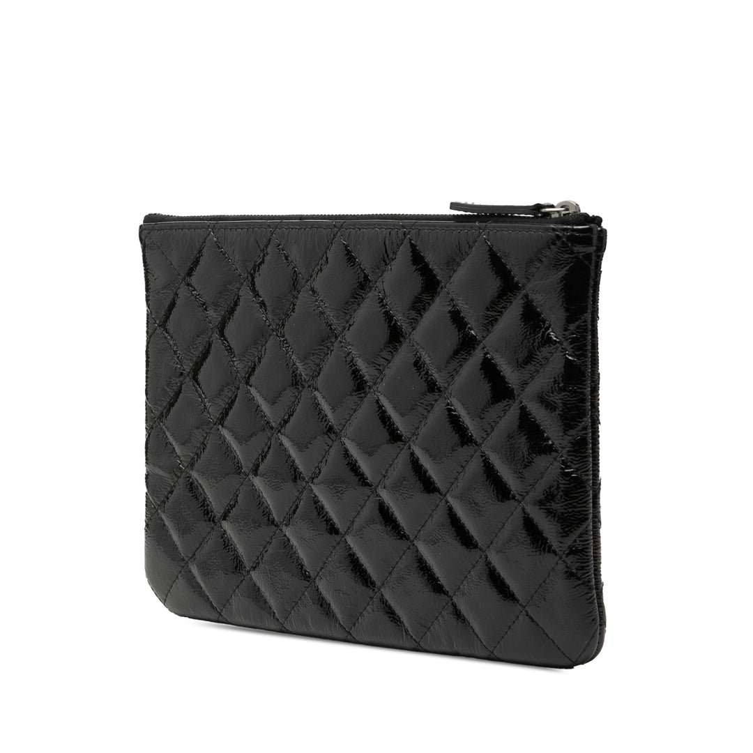 Chanel Matelassé froissé O Étui Pochette Petit Cuir