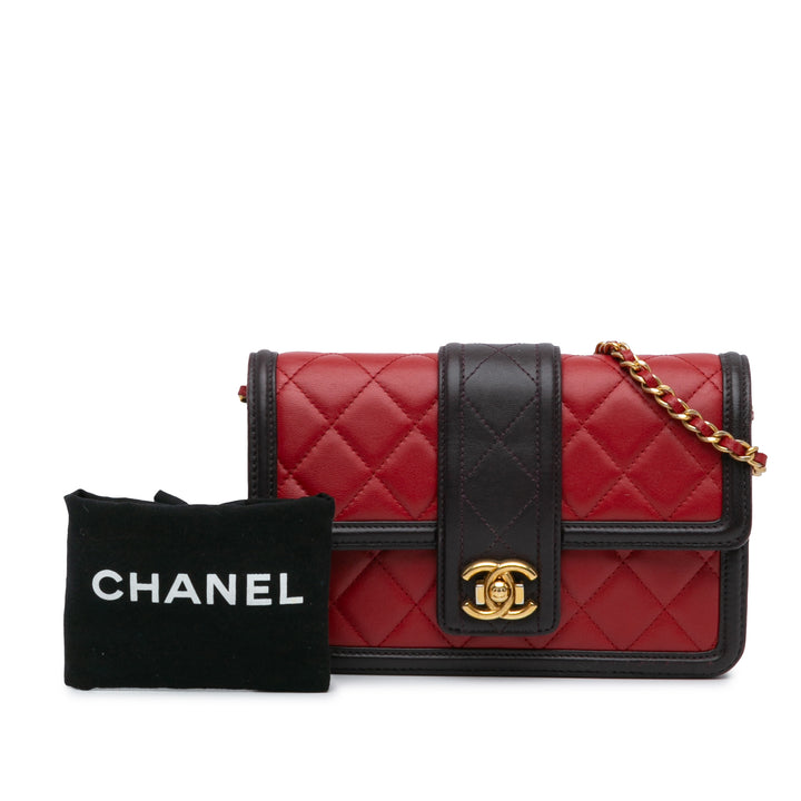Lambskin Elegant CC Wallet On Chain Red - Gaby Paris