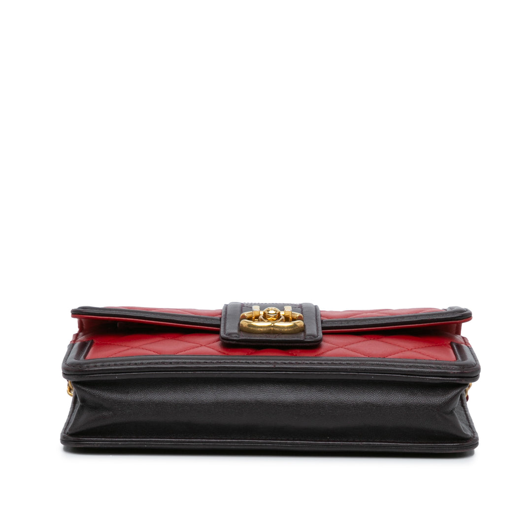 Lambskin Elegant CC Wallet On Chain Red - Gaby Paris