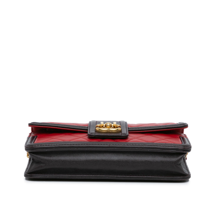 Lambskin Elegant CC Wallet On Chain Red - Gaby Paris