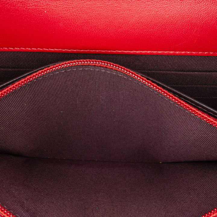 Lambskin Elegant CC Wallet On Chain Red - Gaby Paris