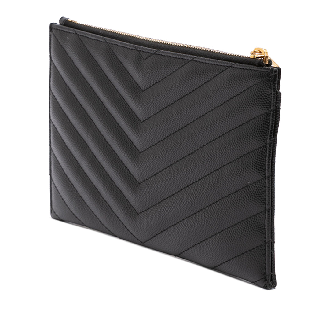 Saint Laurent Grain De Poudre Chevron Bill Pochette Monogram Noir – vue 2 – GABY PARIS