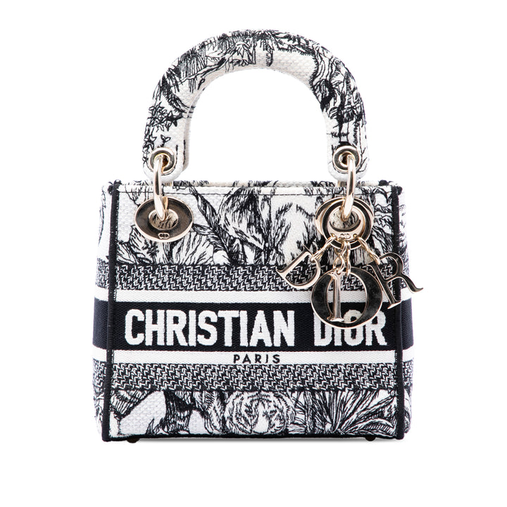 Dior brodé De Jouy Lady D-Lite Mini Noir