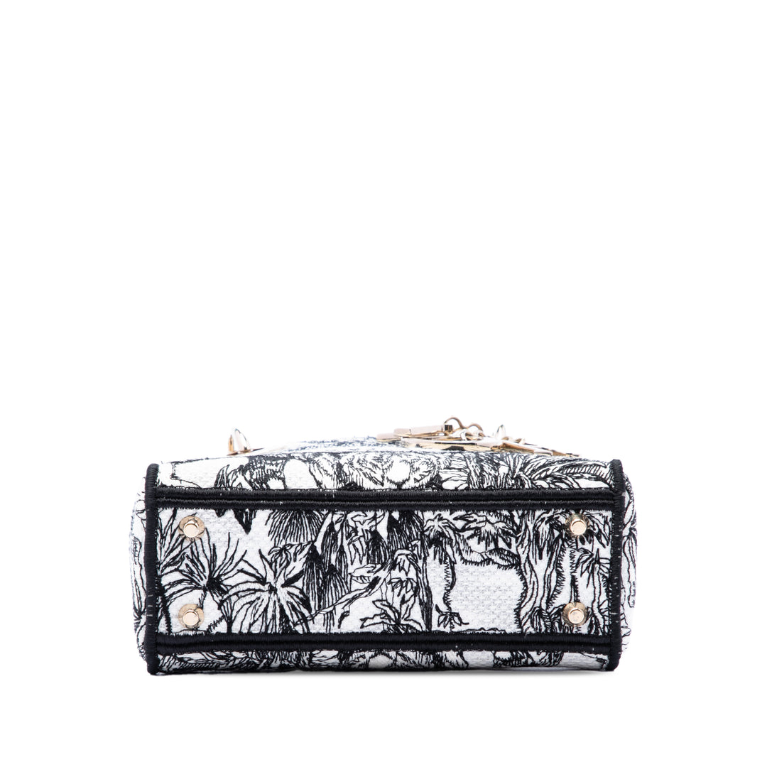 Dior brodé De Jouy Lady D-Lite Mini Noir