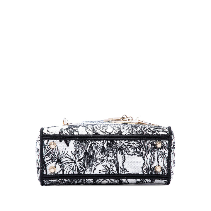 Dior brodé De Jouy Lady D-Lite Mini Noir