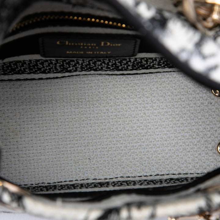 Dior brodé De Jouy Lady D-Lite Mini Noir