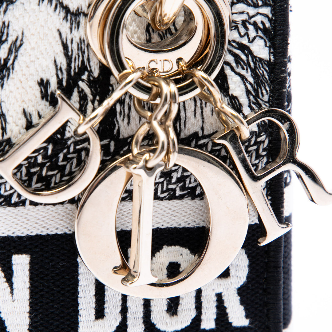 Dior brodé De Jouy Lady D-Lite Mini Noir