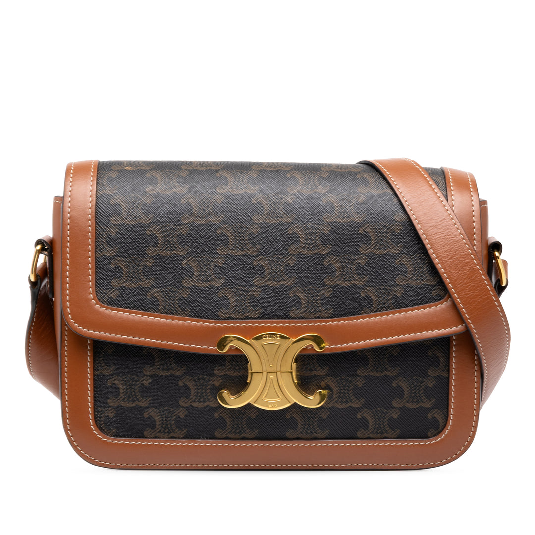 Celine Classique Triomphe et Triomphe Sac Triomphe enduite Marron – vue principale – GABY PARIS