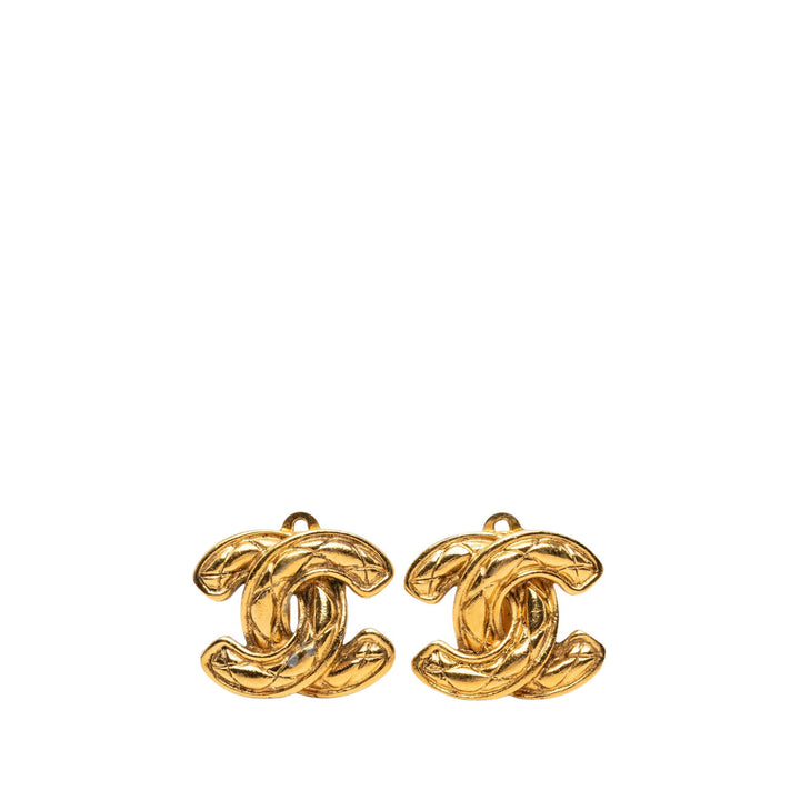 Chanel CC plaqué Matelassé À clip Boucles d'oreilles Métal