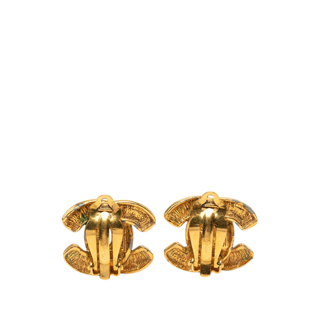 Chanel CC plaqué Matelassé À clip Boucles d'oreilles Métal