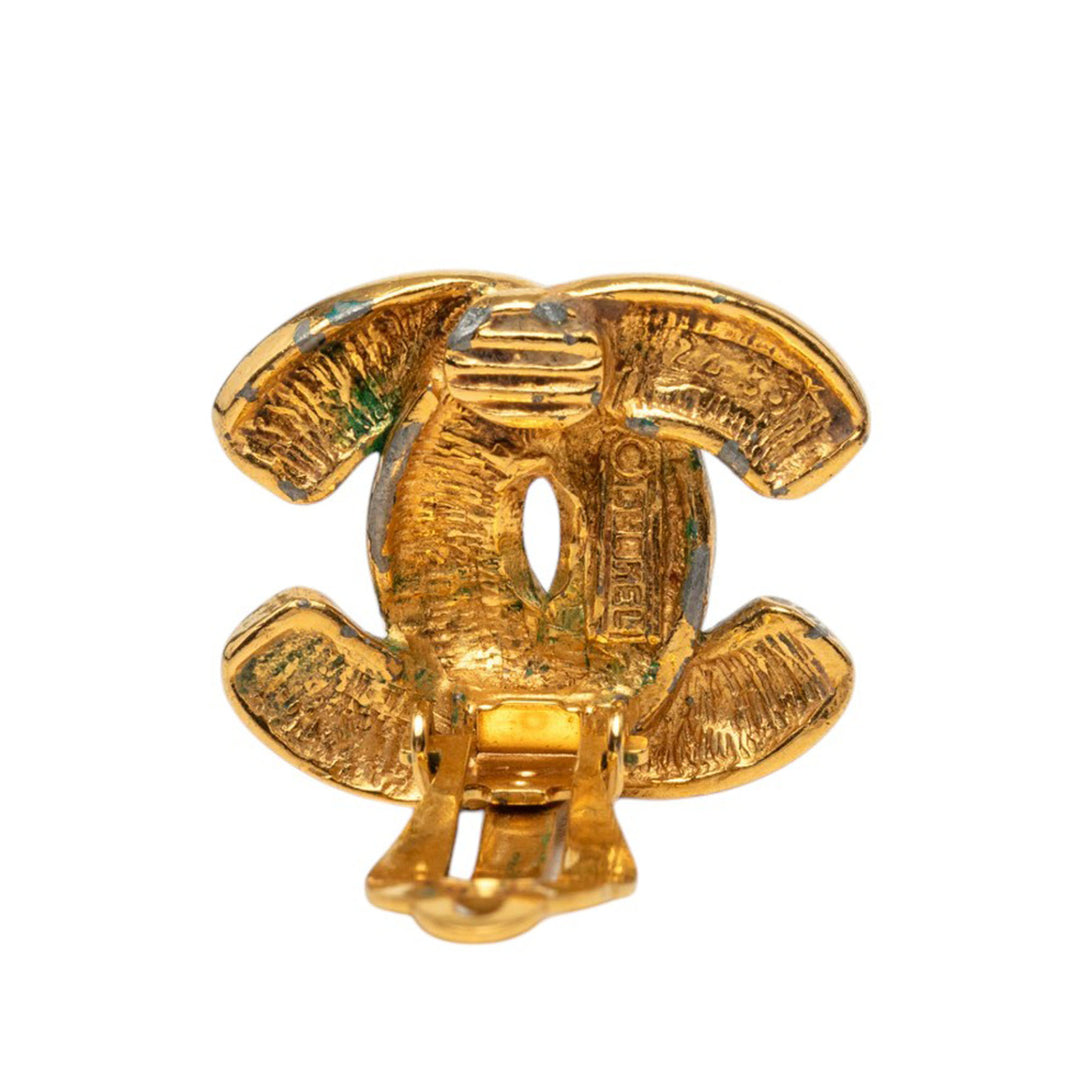 Chanel CC plaqué Matelassé À clip Boucles d'oreilles Métal