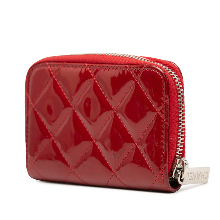 Chanel CC Matelassé Cuir verni Brilliant Zip Around Coin Pochette