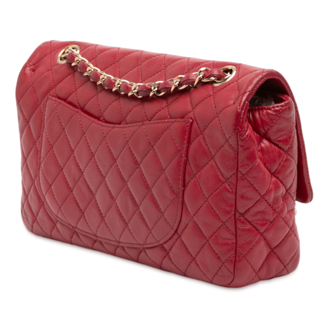 Chanel Medium Classic Cuir d’agneau Valentines Heart Charms Simple rabat