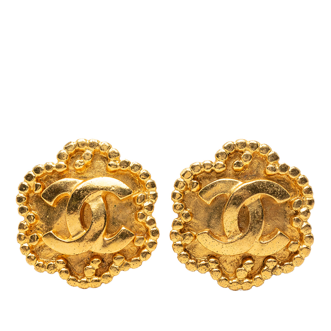 Chanel CC plaqué Flower À clip Boucles d'oreilles Métal