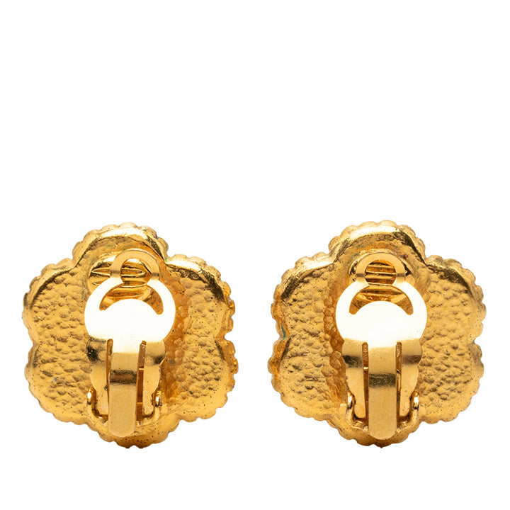 Chanel CC plaqué Flower À clip Boucles d'oreilles Métal