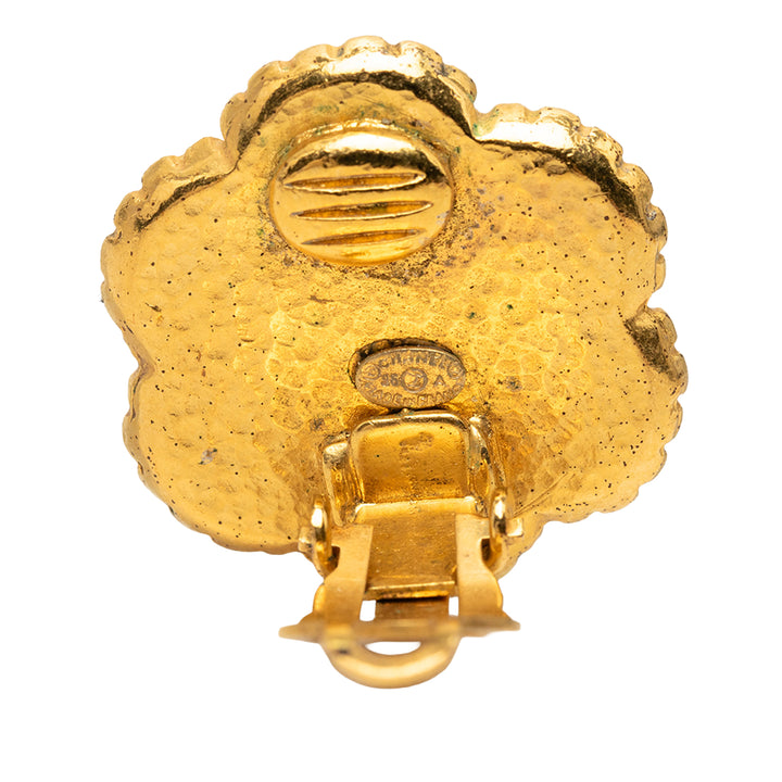 Chanel CC plaqué Flower À clip Boucles d'oreilles Métal