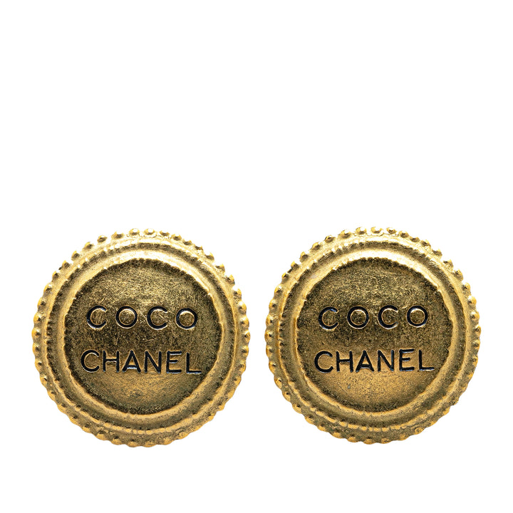 Gold Plated Logo Clip On Earrings Gold - Gaby Paris