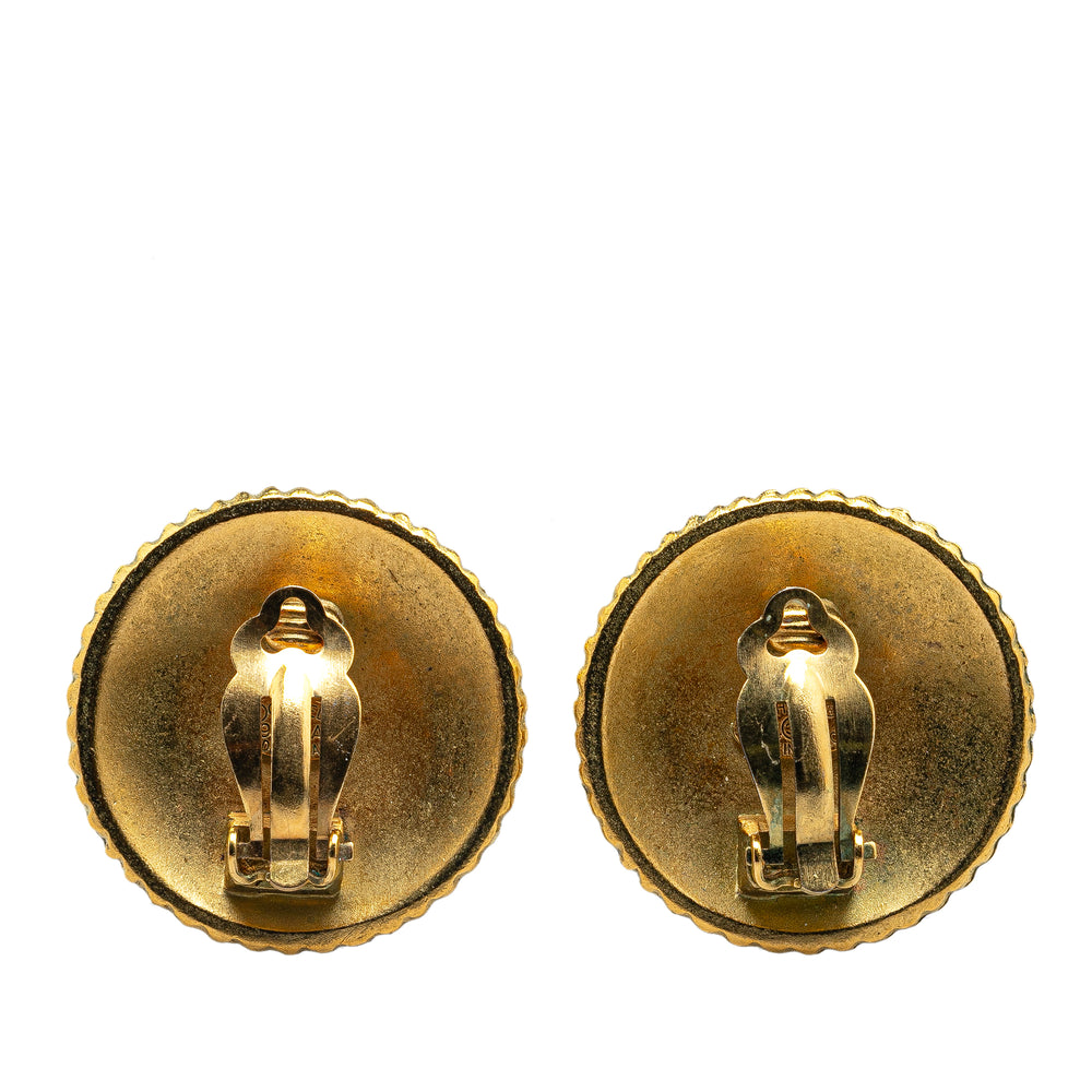 Gold Plated Logo Clip On Earrings Gold - Gaby Paris