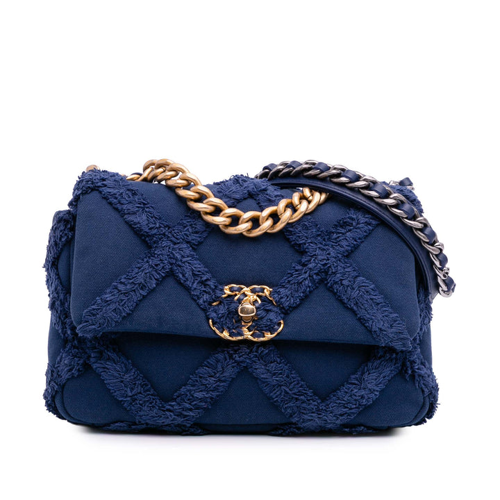 Chanel Medium Toile and Cotton 19 Flap Bleu