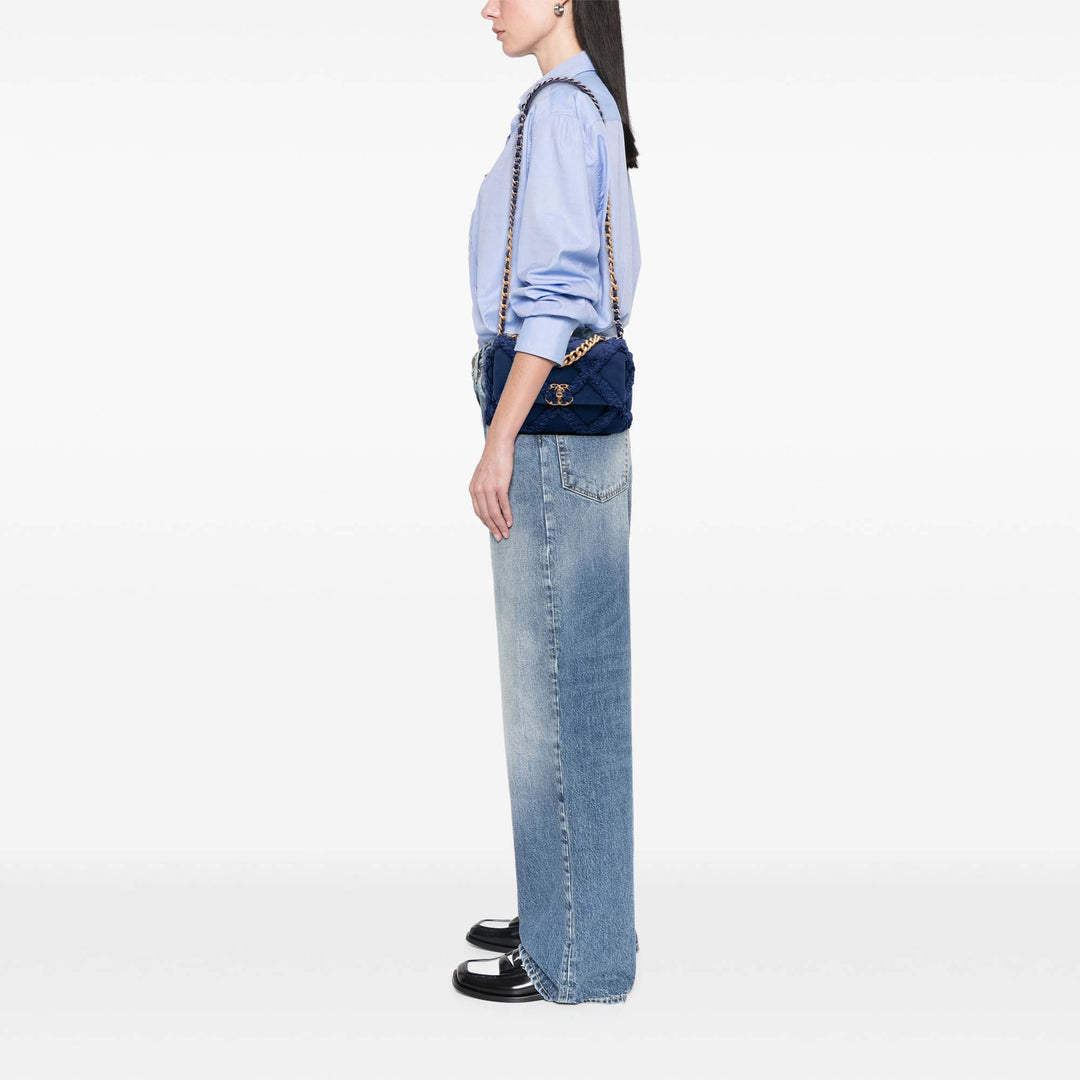 Chanel Medium Toile and Cotton 19 Flap Bleu
