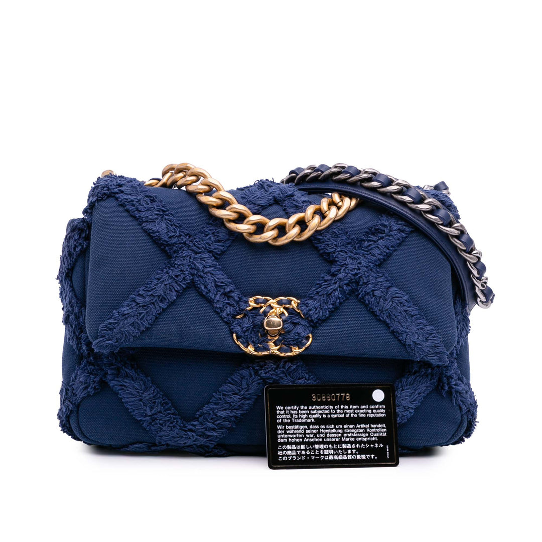 Chanel Medium Toile and Cotton 19 Flap Bleu