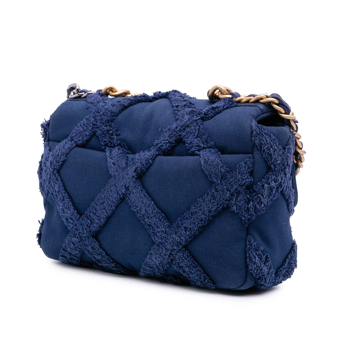 Chanel Medium Toile and Cotton 19 Flap Bleu