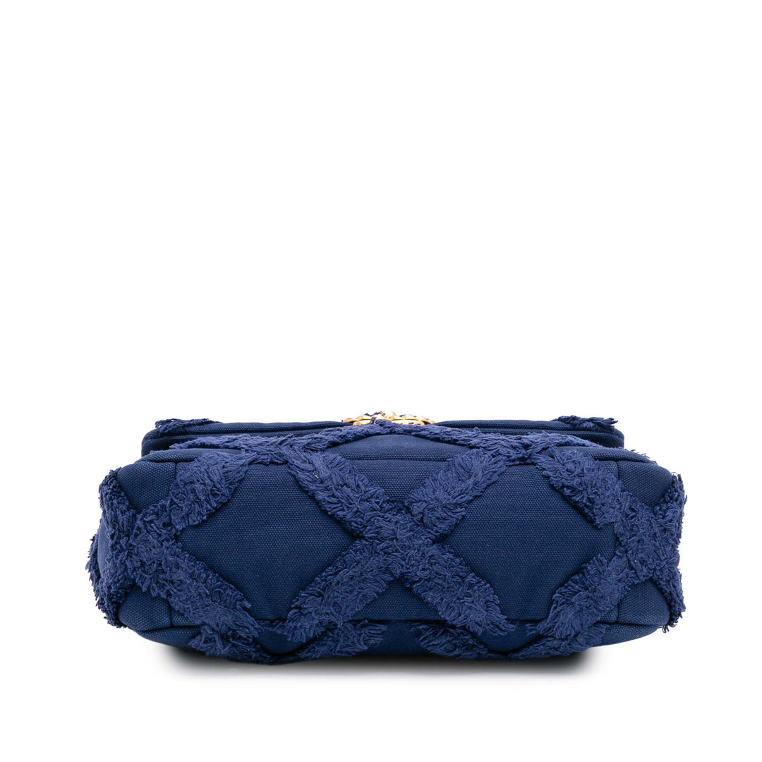 Chanel Medium Toile and Cotton 19 Flap Bleu