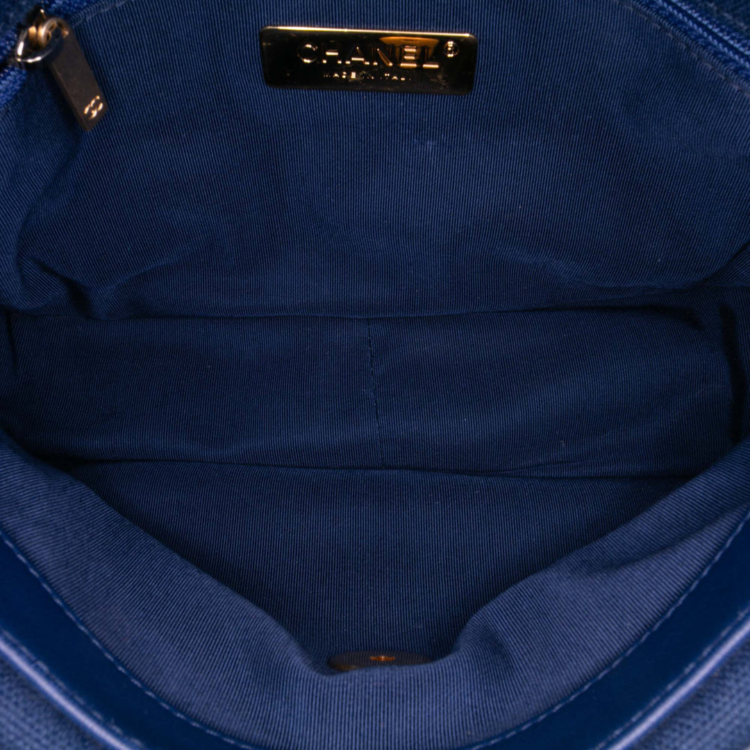 Chanel Medium Toile and Cotton 19 Flap Bleu