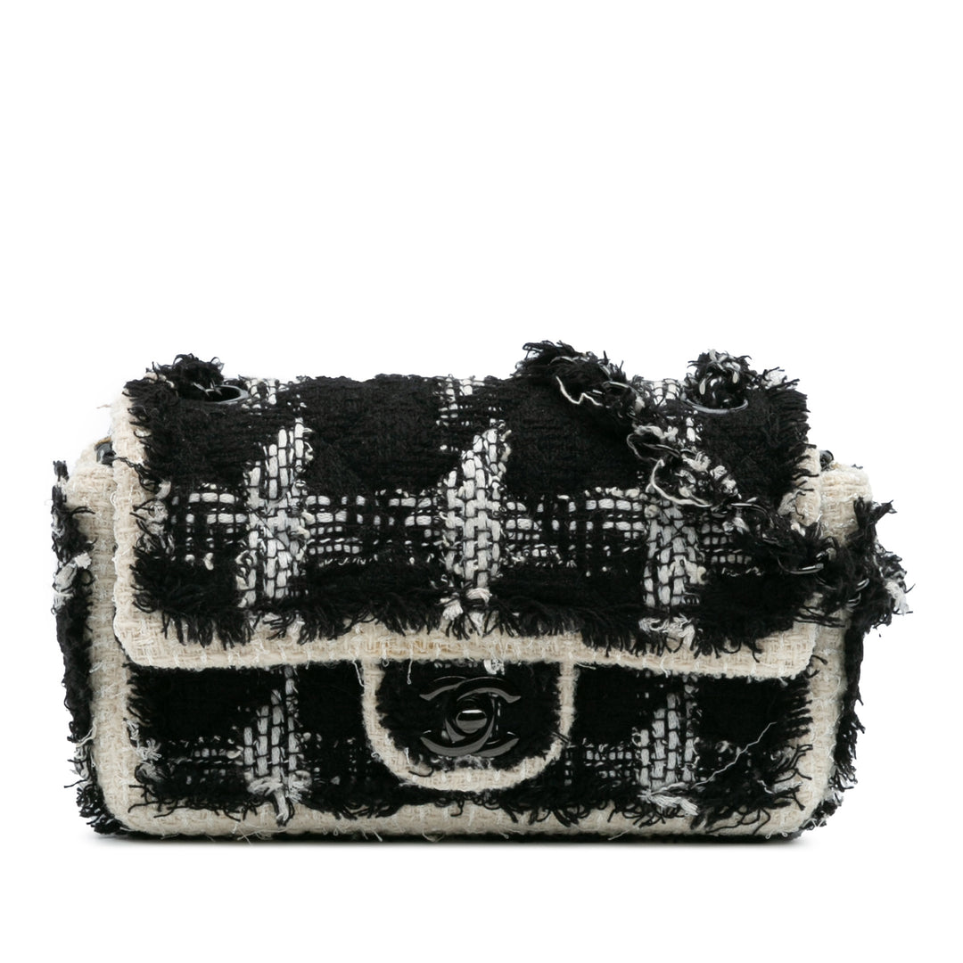 Chanel Mini Rectangular Classic Tweed Tartan Simple rabat Noir – GABY PARIS Authentique