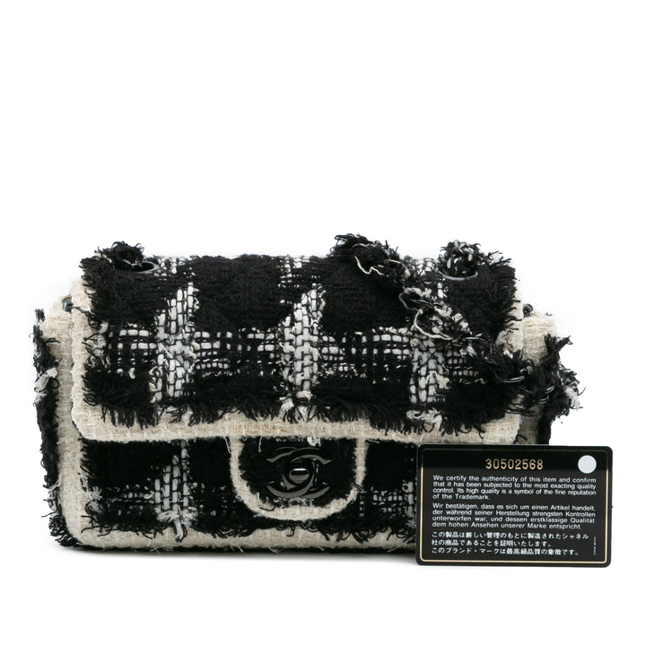 Chanel Mini Rectangular Classic Tweed Tartan Simple rabat Noir – GABY PARIS Authentique
