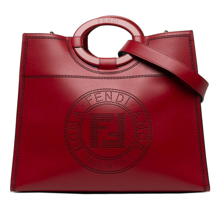 Fendi perforé Runaway Cabas Moyen Rouge – vue principale – GABY PARIS