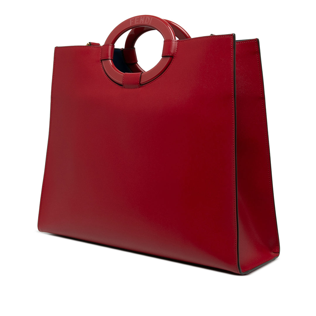 Fendi perforé Runaway Cabas Moyen Rouge – vue 2 – GABY PARIS