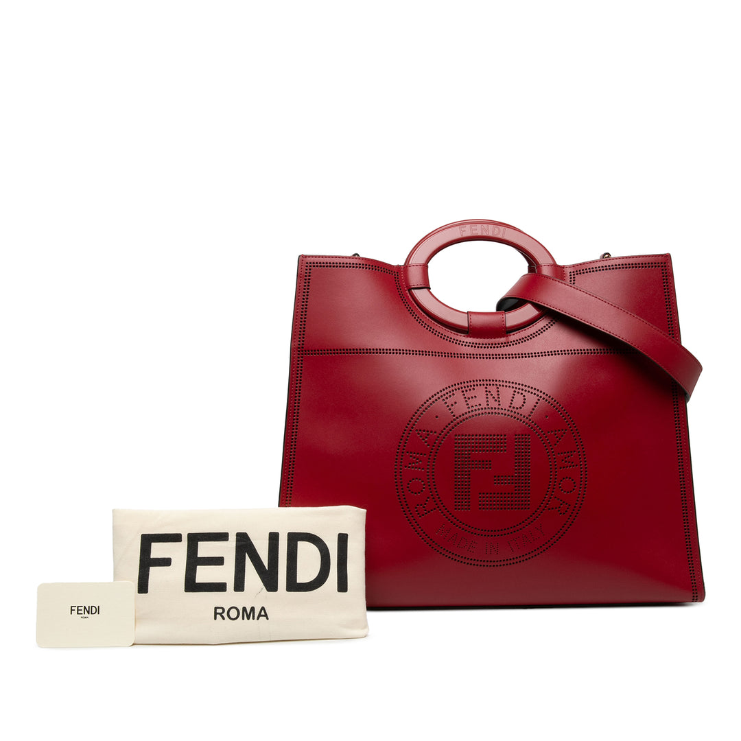 Fendi perforé Runaway Cabas Moyen Rouge – vue 6 – GABY PARIS